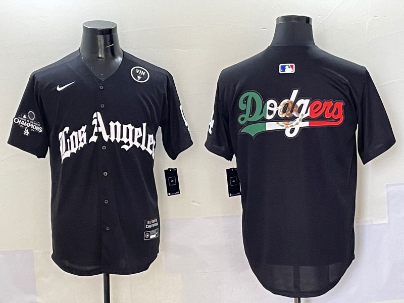 Men Los Angeles Dodgers Blank Black Five generations Joint Name 2025 Nike MLB Jersey style 54